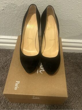 Christian Louboutin Black Suede Pointed-Toe Pumps